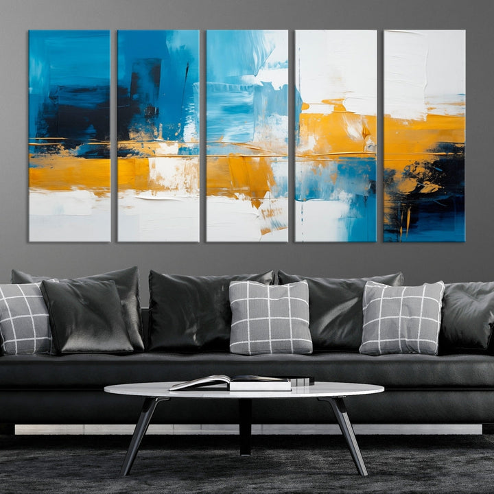 Abstract Blue Yellow Glass Wall Art Printed Wall Decor Modern Minimal Art Print