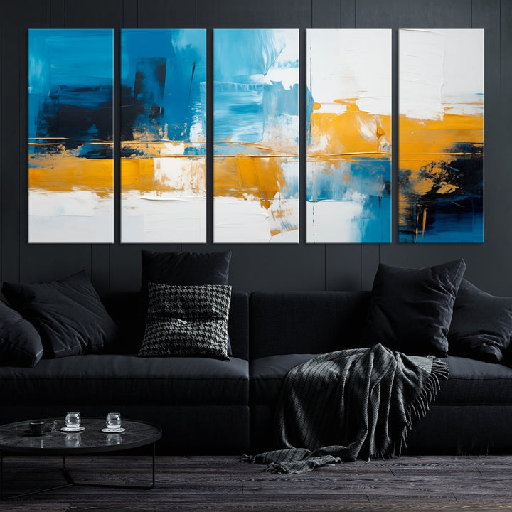 Abstract Blue Yellow Glass Wall Art Printed Wall Decor Modern Minimal Art Print