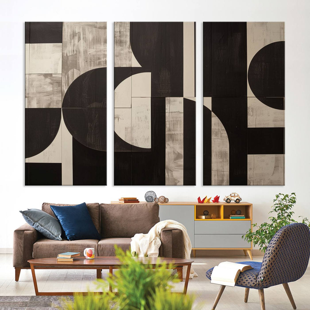 Abstract Brown Wabi Sabi Wall Art Canvas Print Set, Minimalist Wall Art, Mid Century Art Print