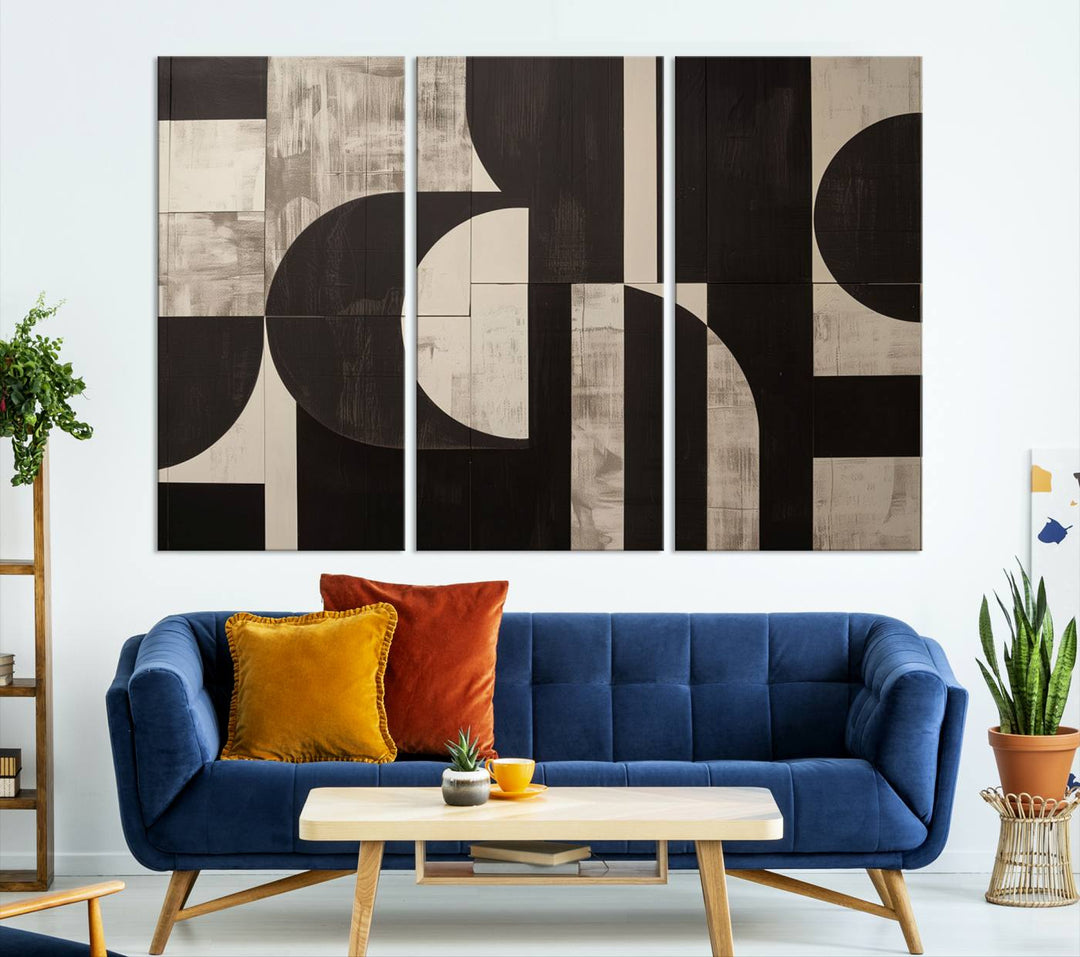 Abstract Brown Wabi Sabi Wall Art Canvas Print Set, Minimalist Wall Art, Mid Century Art Print