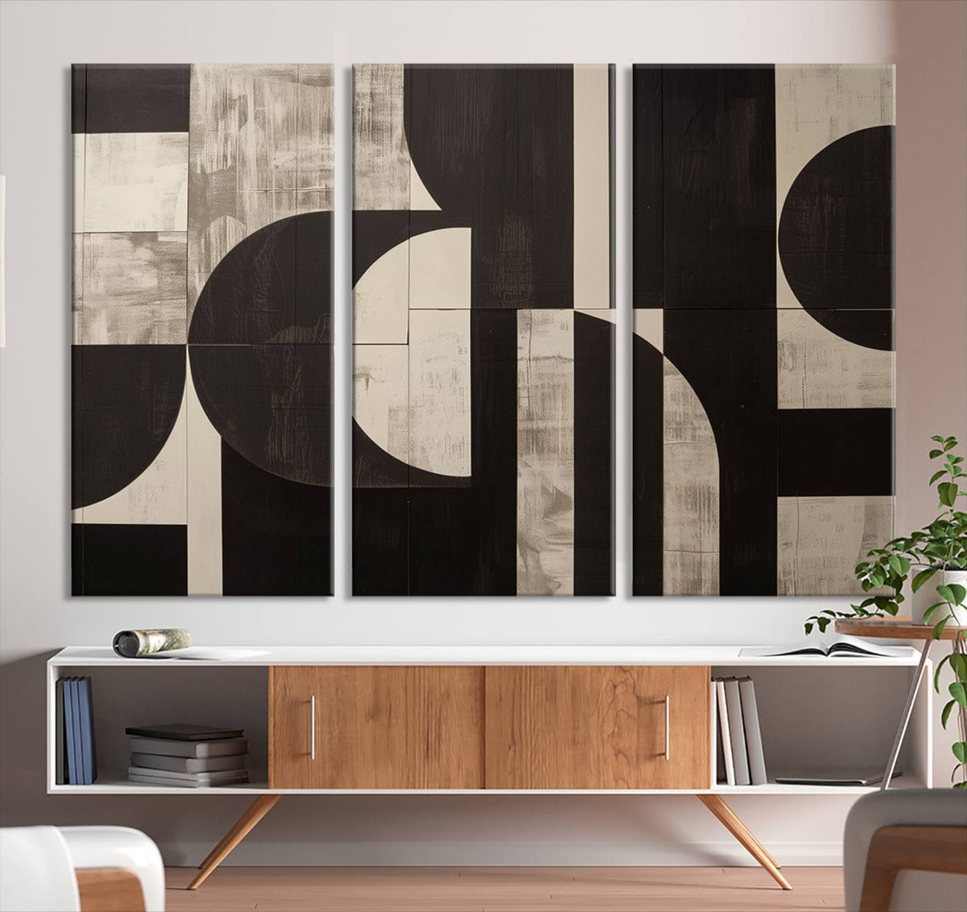 Abstract Brown Wabi Sabi Wall Art Canvas Print Set, Minimalist Wall Art, Mid Century Art Print