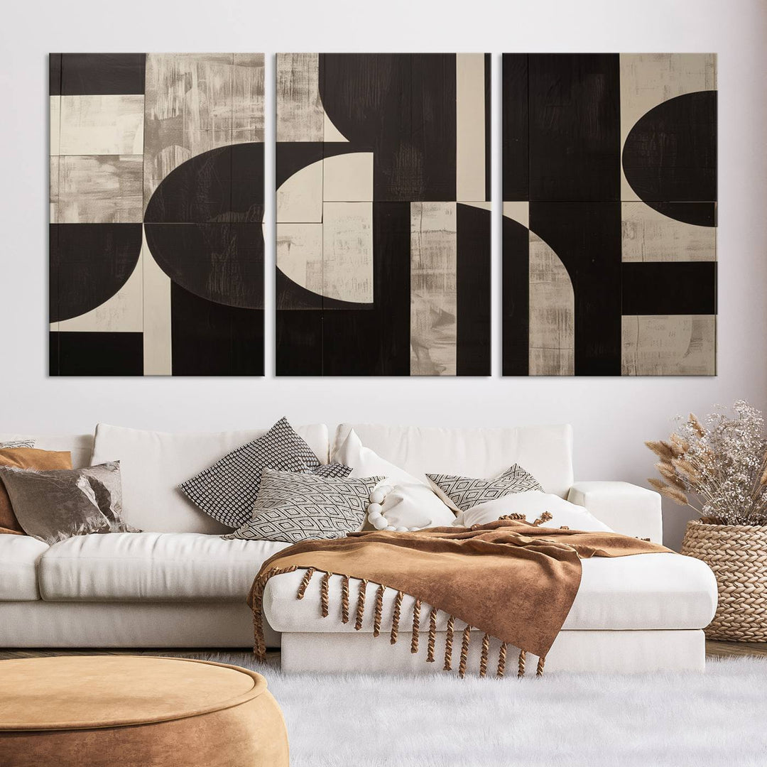 Abstract Brown Wabi Sabi Wall Art Canvas Print Set, Minimalist Wall Art, Mid Century Art Print