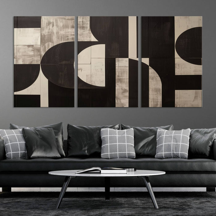 Abstract Brown Wabi Sabi Wall Art Canvas Print Set, Minimalist Wall Art, Mid Century Art Print