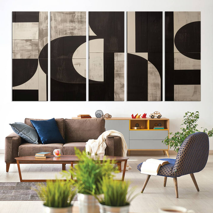 Abstract Brown Wabi Sabi Wall Art Canvas Print Set, Minimalist Wall Art, Mid Century Art Print