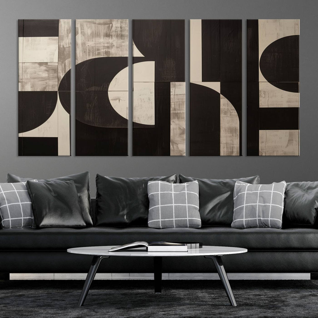 Abstract Brown Wabi Sabi Wall Art Canvas Print Set, Minimalist Wall Art, Mid Century Art Print