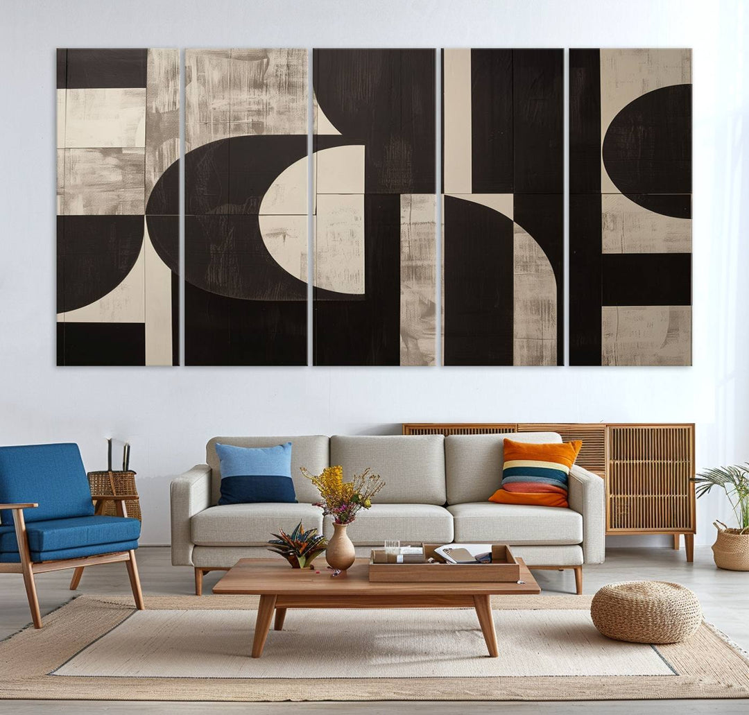 Abstract Brown Wabi Sabi Wall Art Canvas Print Set, Minimalist Wall Art, Mid Century Art Print