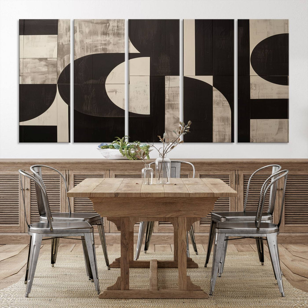 Abstract Brown Wabi Sabi Wall Art Canvas Print Set, Minimalist Wall Art, Mid Century Art Print