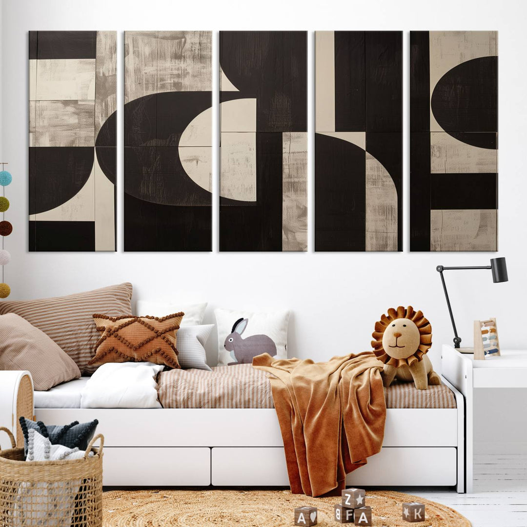 Abstract Brown Wabi Sabi Wall Art Canvas Print Set, Minimalist Wall Art, Mid Century Art Print