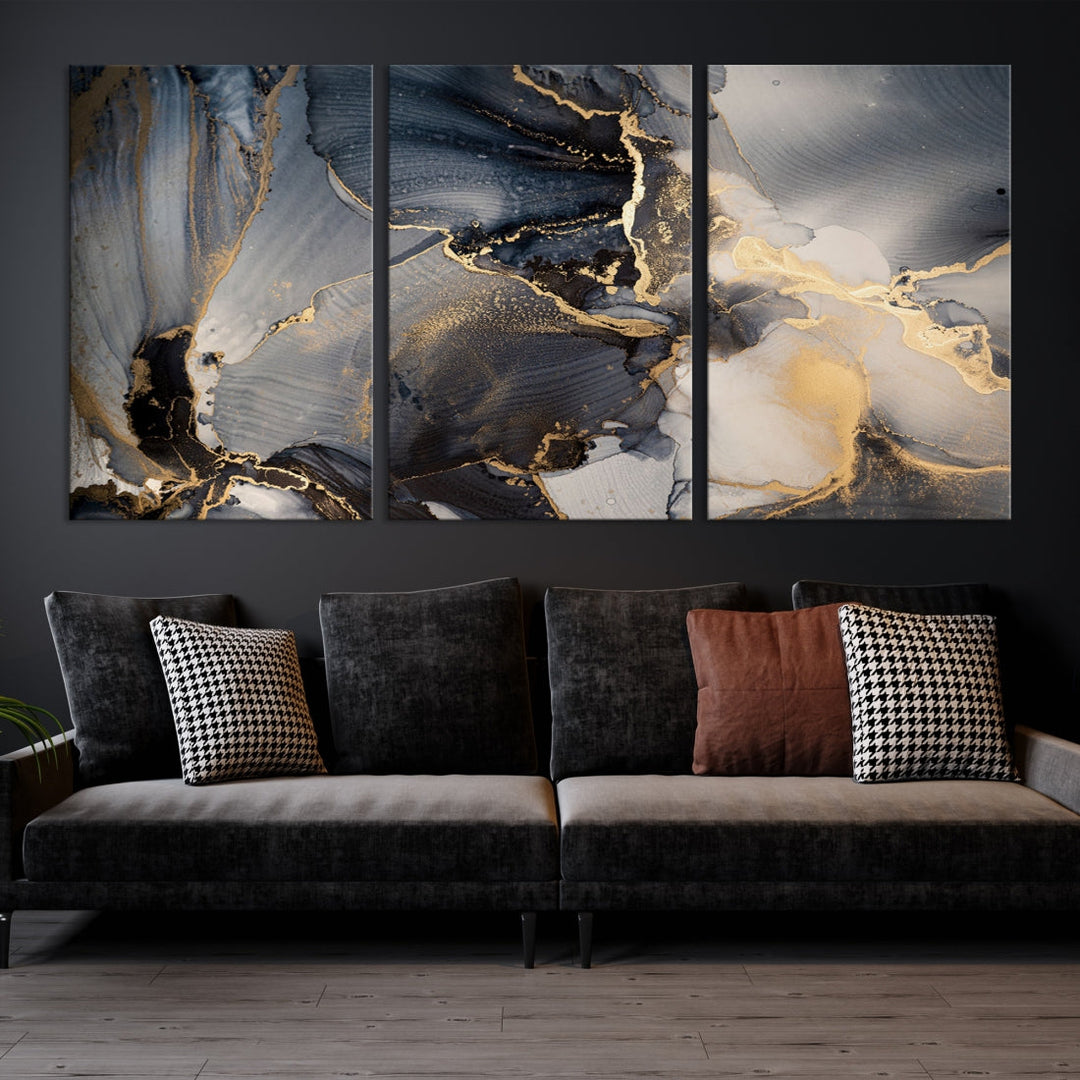 Large Abstract Fluid Effect Modern Canvas Wall Art Print