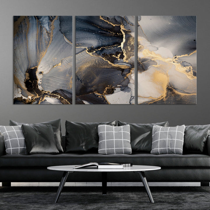 Large Abstract Fluid Effect Modern Canvas Wall Art Print