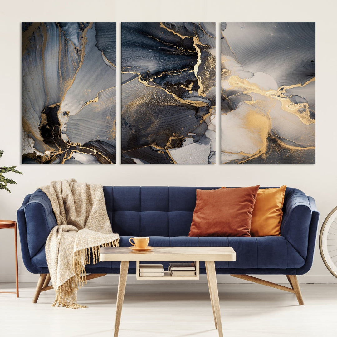 Large Abstract Fluid Effect Modern Canvas Wall Art Print