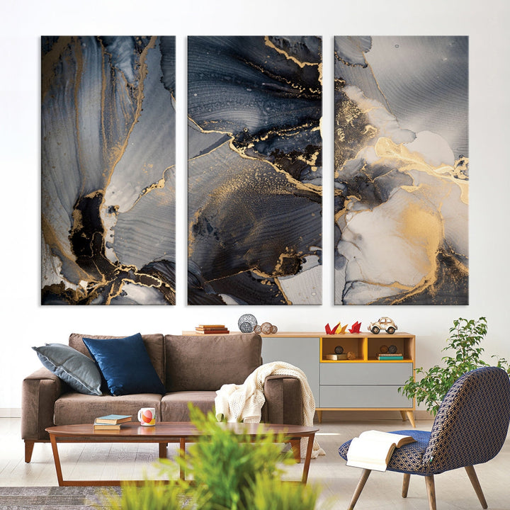 Large Abstract Fluid Effect Modern Canvas Wall Art Print