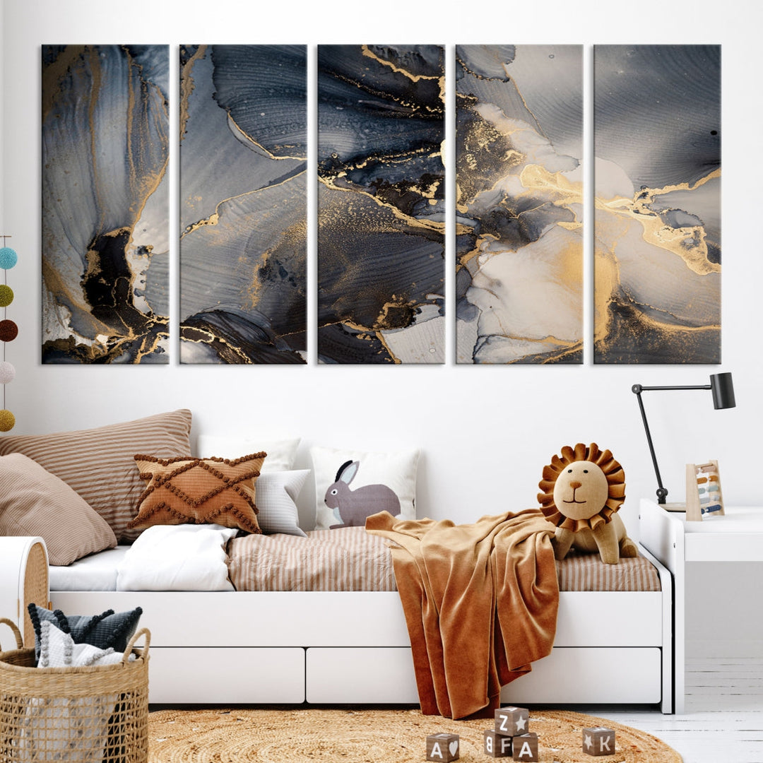 Large Abstract Fluid Effect Modern Canvas Wall Art Print