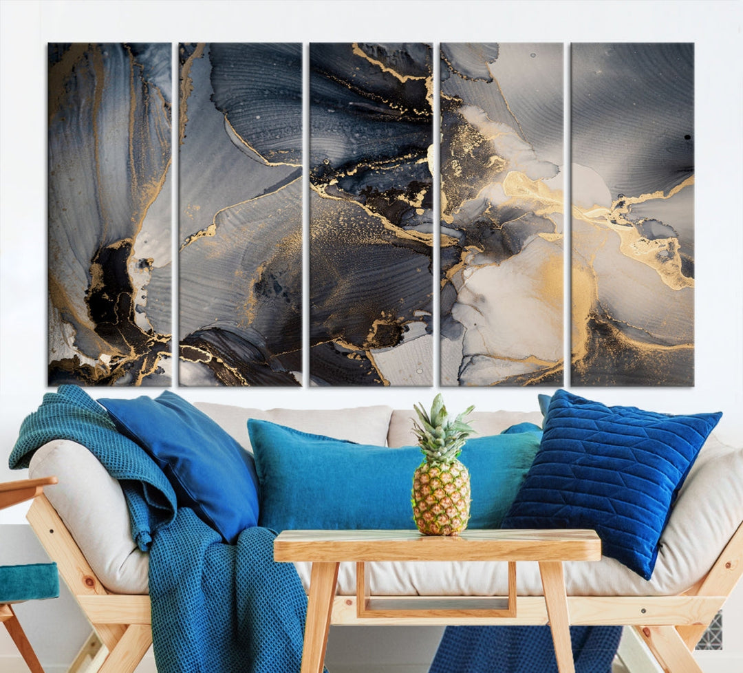 Large Abstract Fluid Effect Modern Canvas Wall Art Print