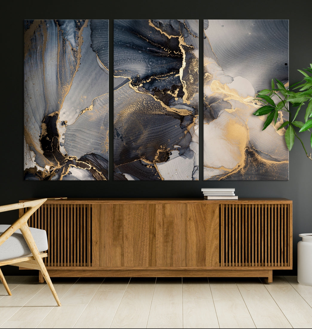 Large Abstract Fluid Effect Modern Canvas Wall Art Print