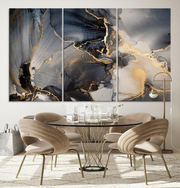 Large Abstract Fluid Effect Modern Canvas Wall Art Print