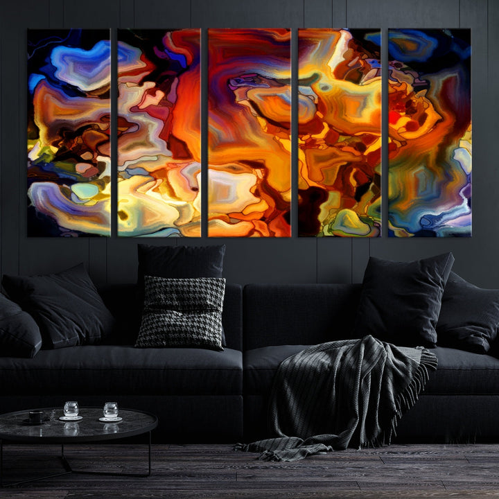 Abstract Flames Canvas Wall Art Print Contemporary Marble Wall Decor