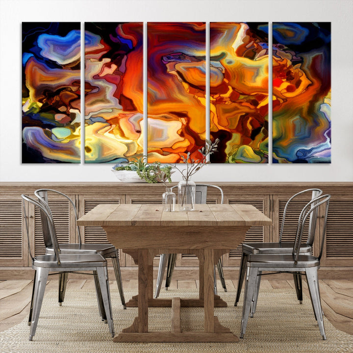 Abstract Flames Canvas Wall Art Print Contemporary Marble Wall Decor