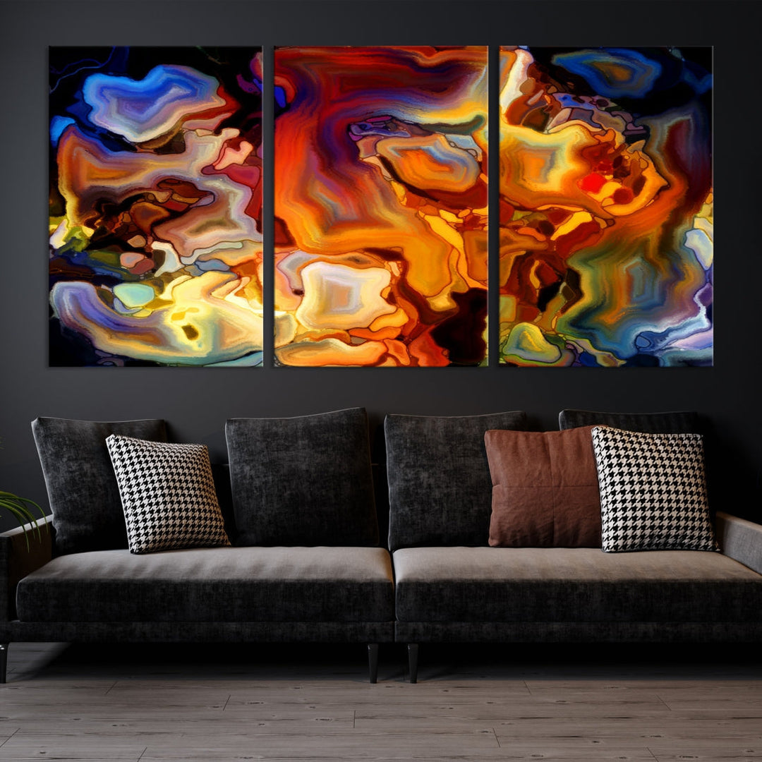 Abstract Flames Canvas Wall Art Print Contemporary Marble Wall Decor