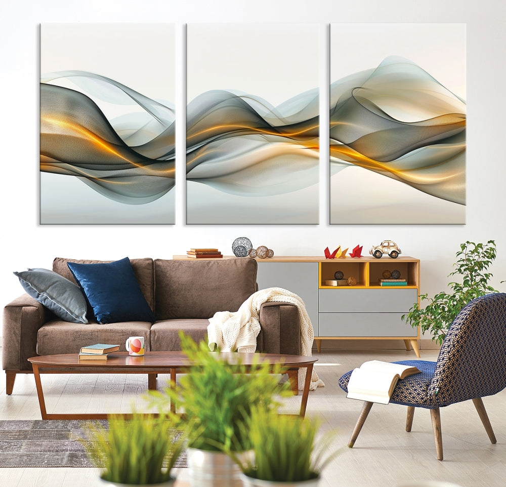 Luminous Abstract Smoke Circles Large Canvas Print Framed Wall Art for Home Decor