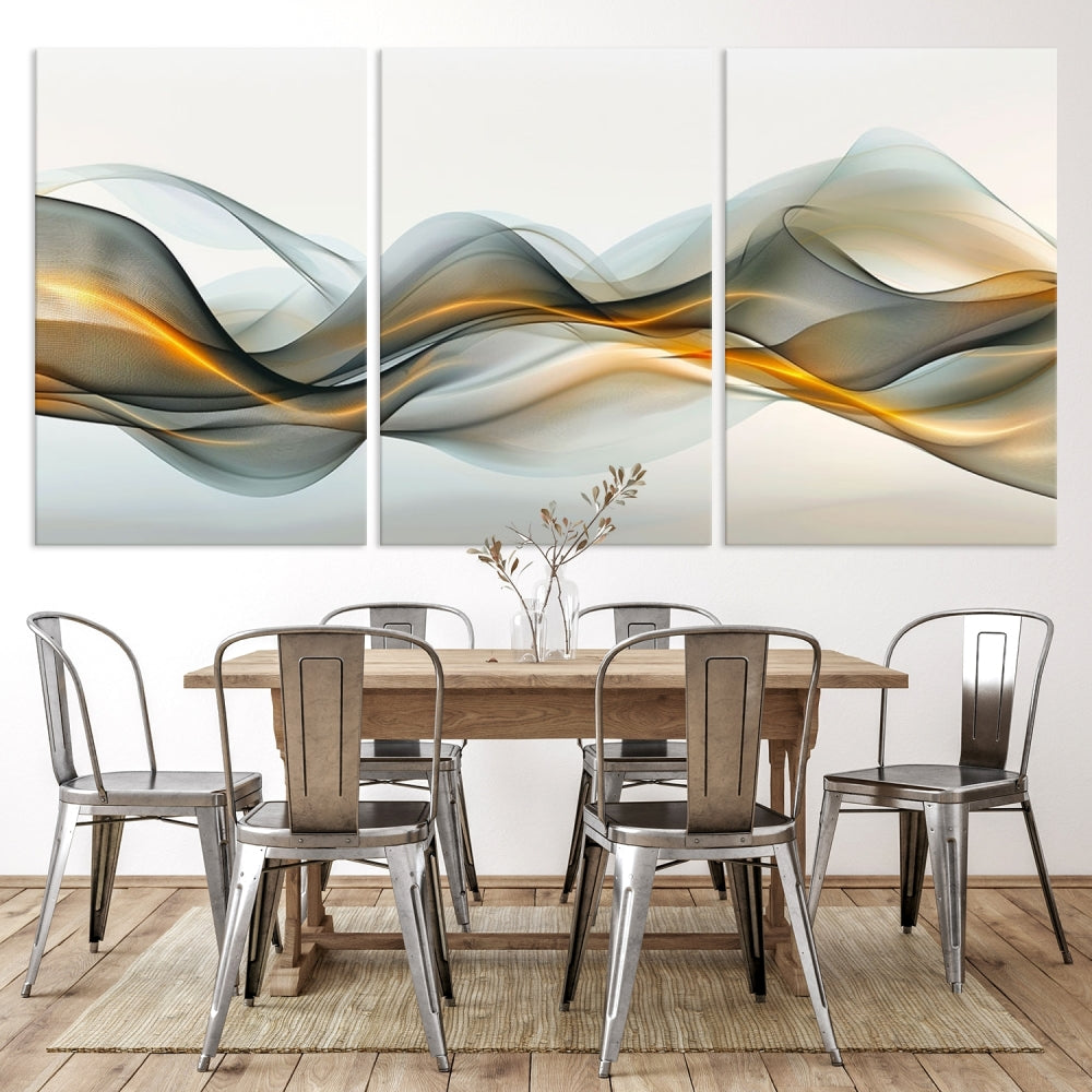 Luminous Abstract Smoke Circles Large Canvas Print Framed Wall Art for Home Decor