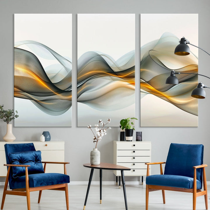 Luminous Abstract Smoke Circles Large Canvas Print Framed Wall Art for Home Decor