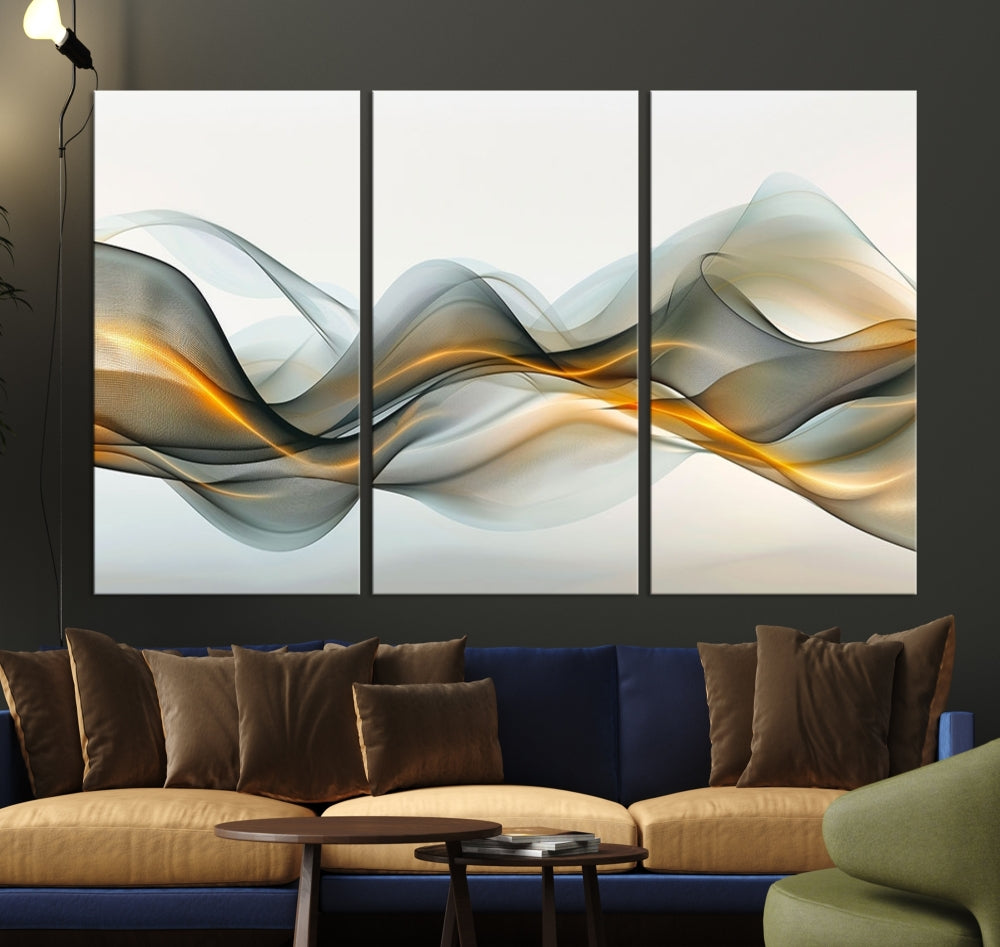 Luminous Abstract Smoke Circles Large Canvas Print Framed Wall Art for Home Decor