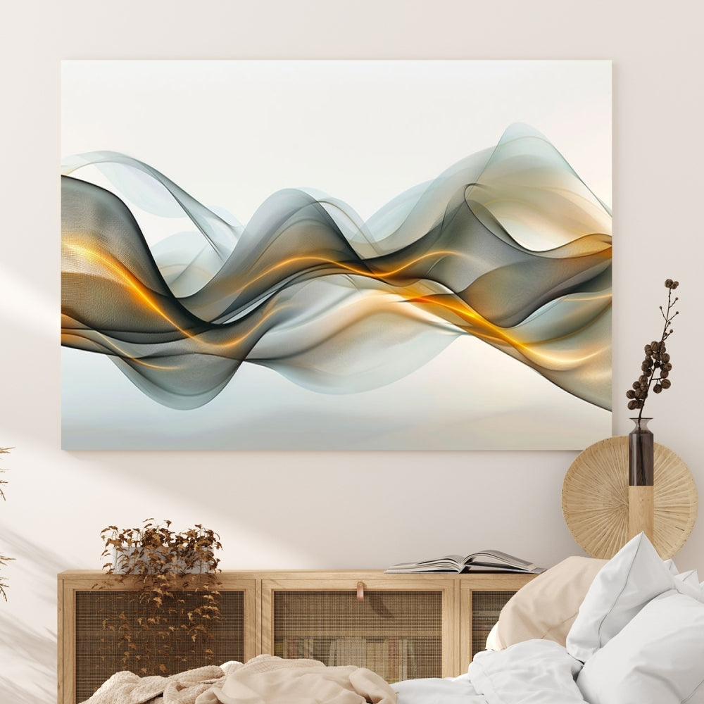 Luminous Abstract Smoke Circles Large Canvas Print Framed Wall Art for Home Decor