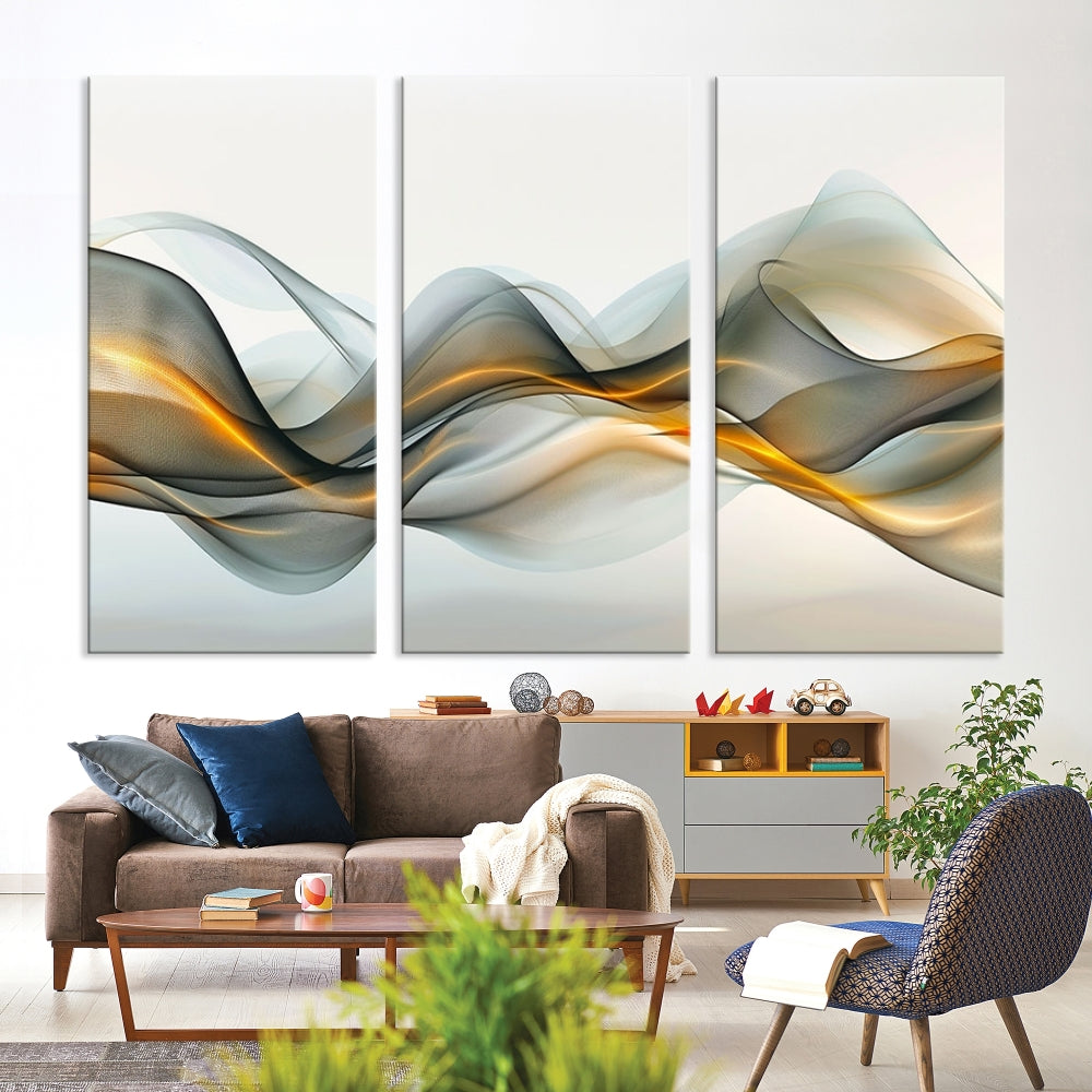 Luminous Abstract Smoke Circles Large Canvas Print Framed Wall Art for Home Decor