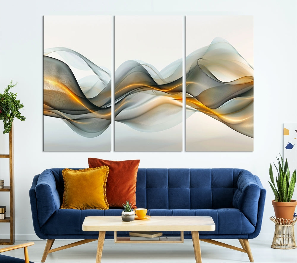 Luminous Abstract Smoke Circles Large Canvas Print Framed Wall Art for Home Decor