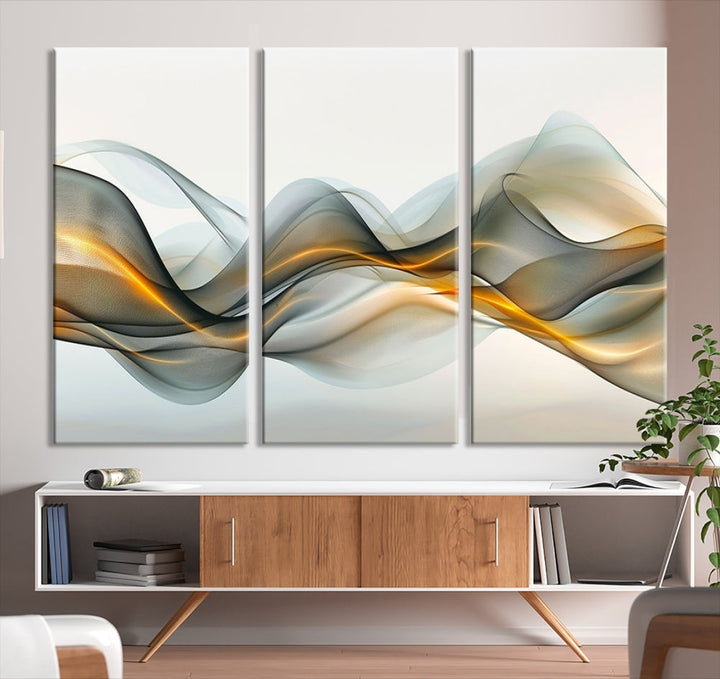 Luminous Abstract Smoke Circles Large Canvas Print Framed Wall Art for Home Decor