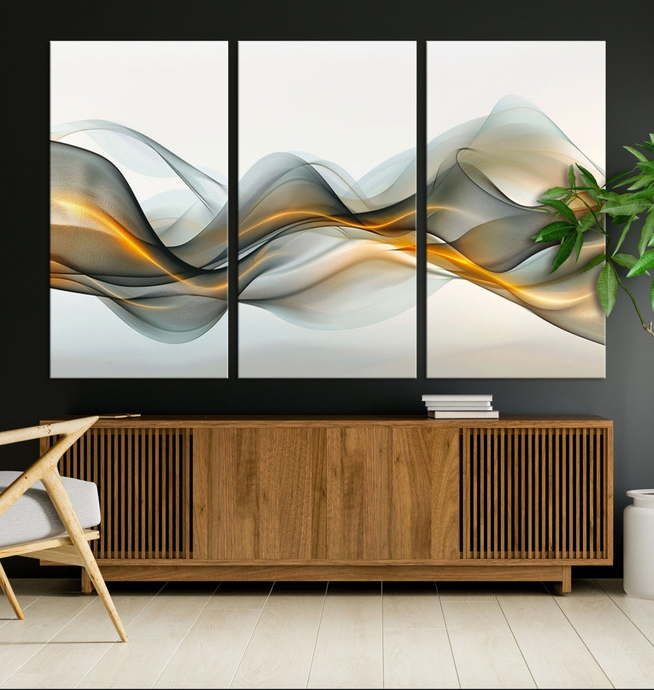 Luminous Abstract Smoke Circles Large Canvas Print Framed Wall Art for Home Decor