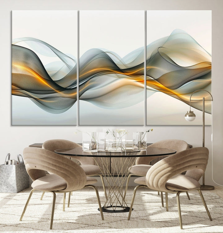 Luminous Abstract Smoke Circles Large Canvas Print Framed Wall Art for Home Decor