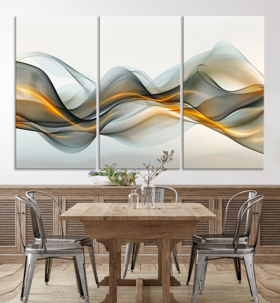 Luminous Abstract Smoke Circles Large Canvas Print Framed Wall Art for Home Decor