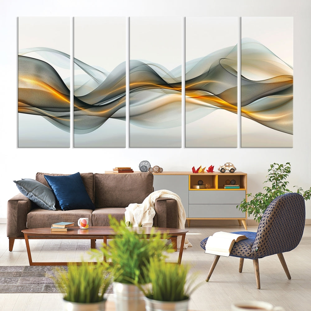 Luminous Abstract Smoke Circles Large Canvas Print Framed Wall Art for Home Decor