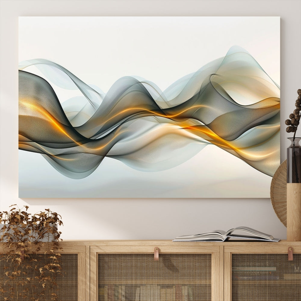 Luminous Abstract Smoke Circles Large Canvas Print Framed Wall Art for Home Decor