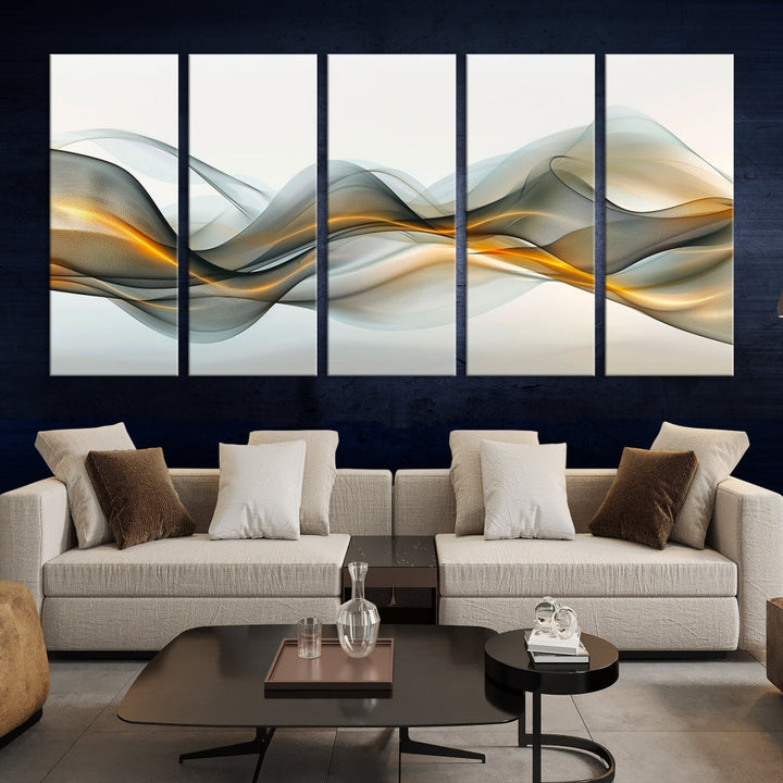 Luminous Abstract Smoke Circles Large Canvas Print Framed Wall Art for Home Decor