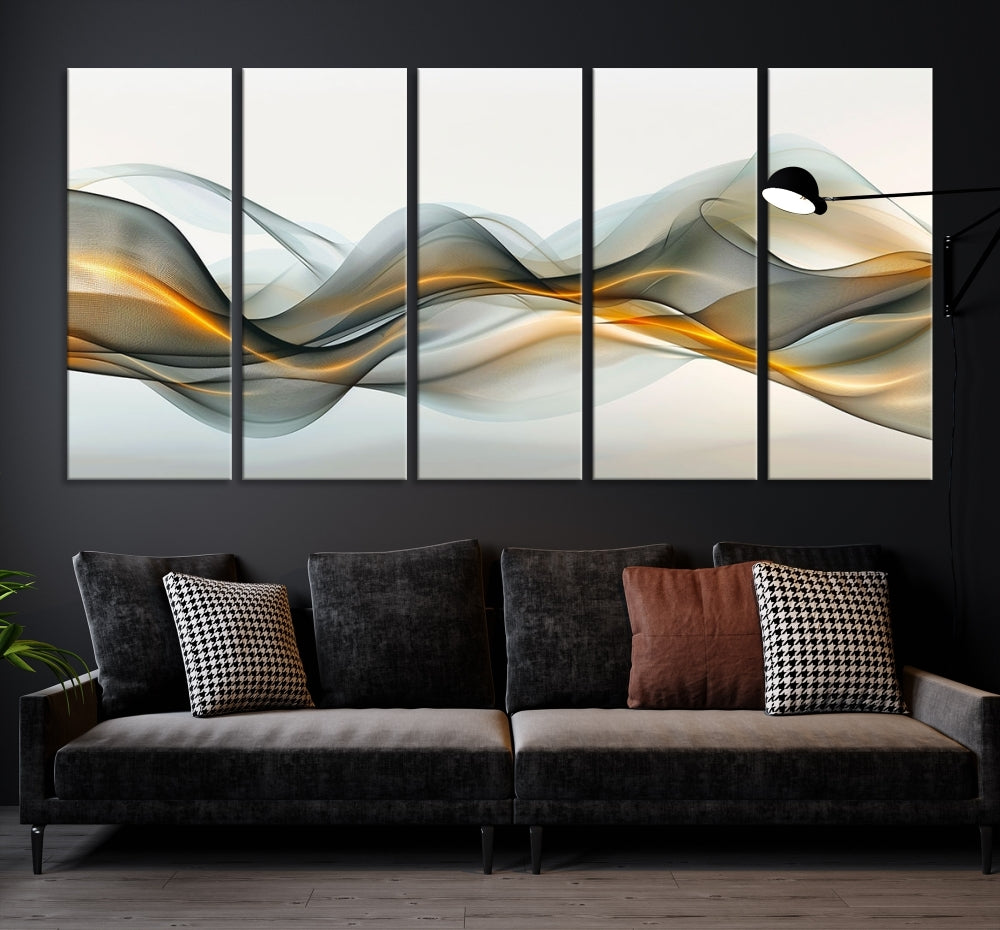 Luminous Abstract Smoke Circles Large Canvas Print Framed Wall Art for Home Decor