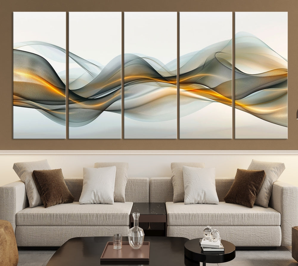 Luminous Abstract Smoke Circles Large Canvas Print Framed Wall Art for Home Decor