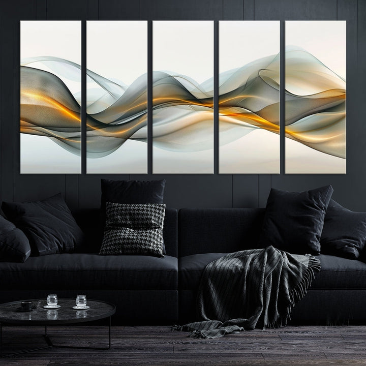 Luminous Abstract Smoke Circles Large Canvas Print Framed Wall Art for Home Decor