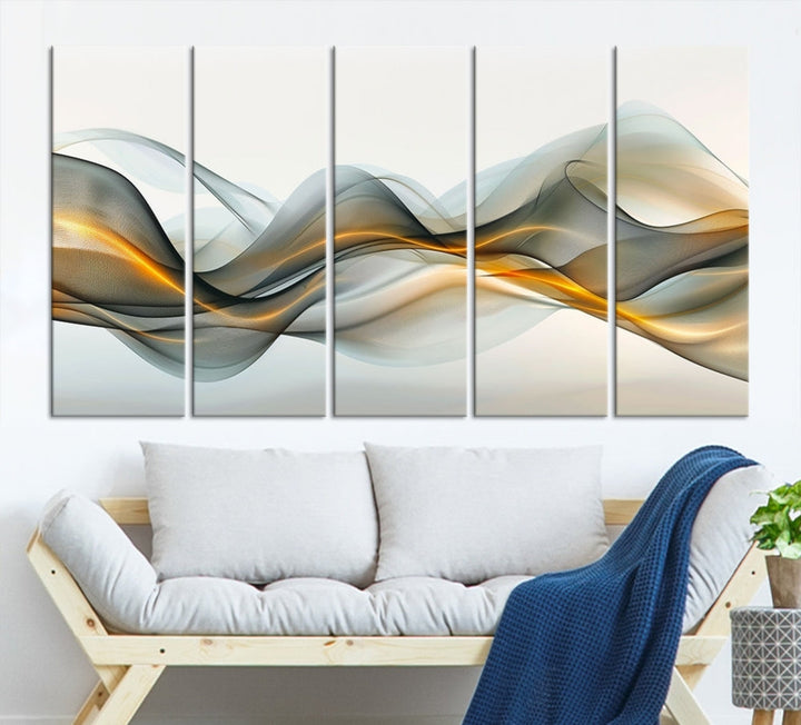 Luminous Abstract Smoke Circles Large Canvas Print Framed Wall Art for Home Decor