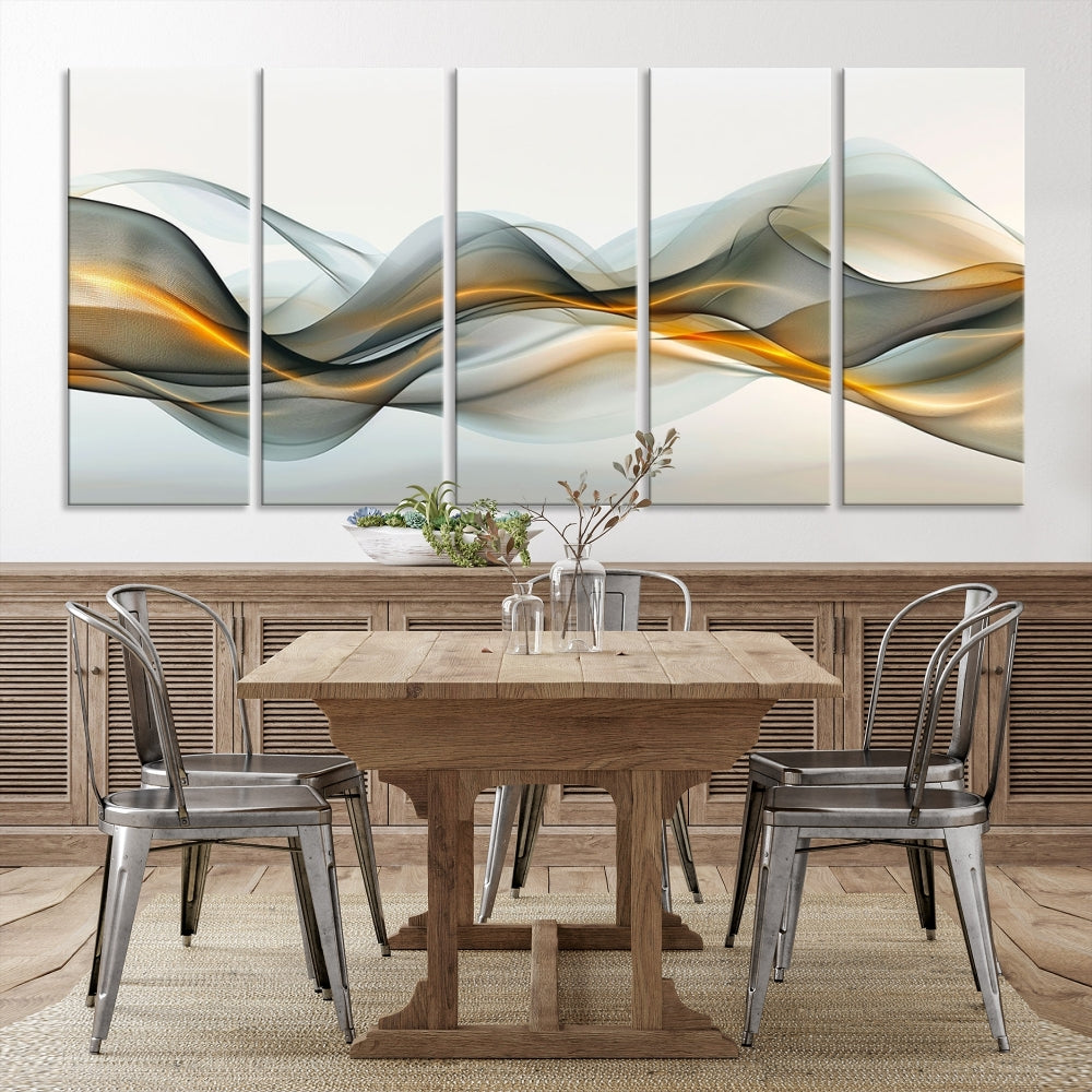 Luminous Abstract Smoke Circles Large Canvas Print Framed Wall Art for Home Decor