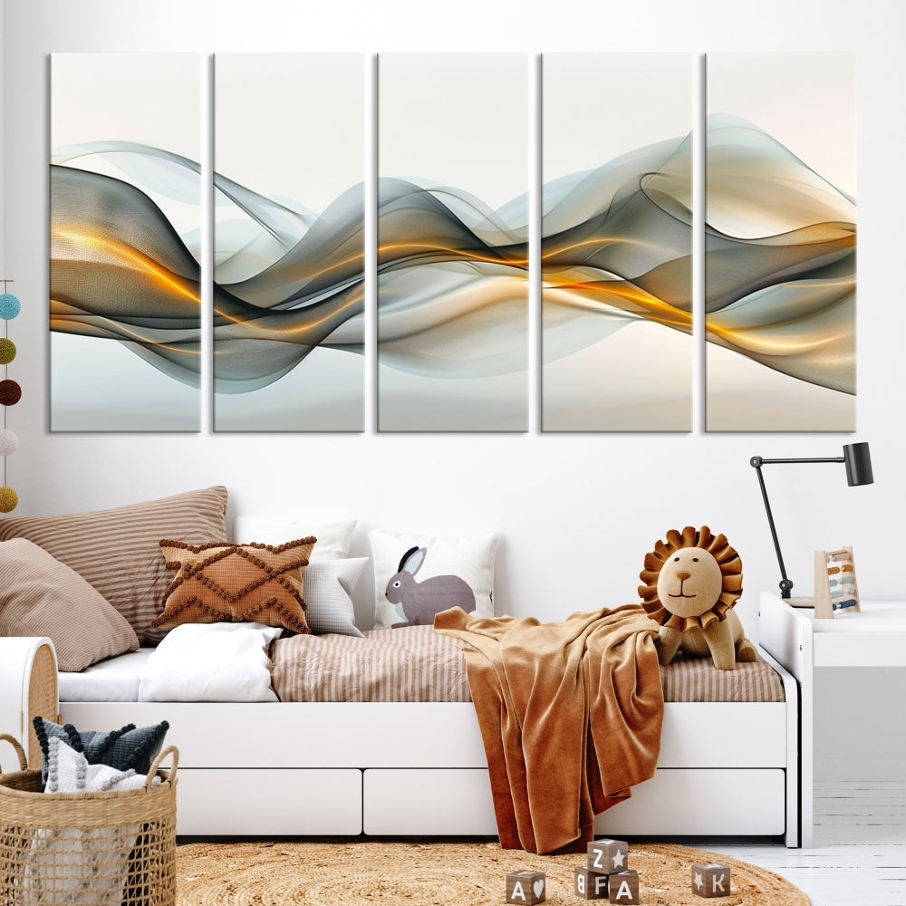 Luminous Abstract Smoke Circles Large Canvas Print Framed Wall Art for Home Decor