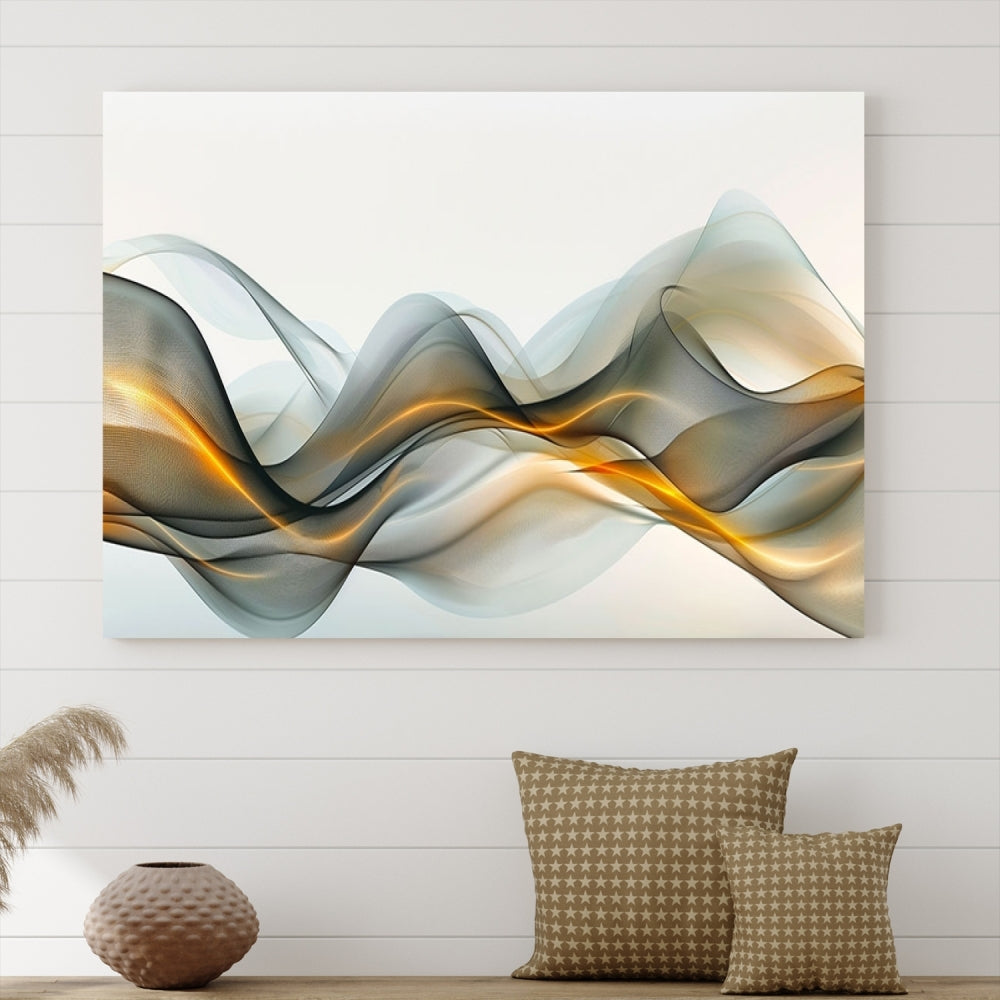 Luminous Abstract Smoke Circles Large Canvas Print Framed Wall Art for Home Decor