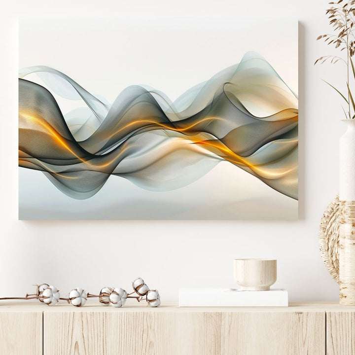 Luminous Abstract Smoke Circles Large Canvas Print Framed Wall Art for Home Decor