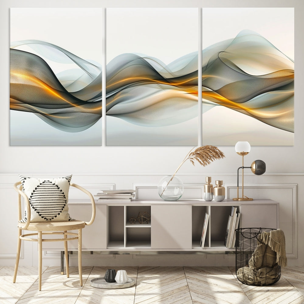 Luminous Abstract Smoke Circles Large Canvas Print Framed Wall Art for Home Decor