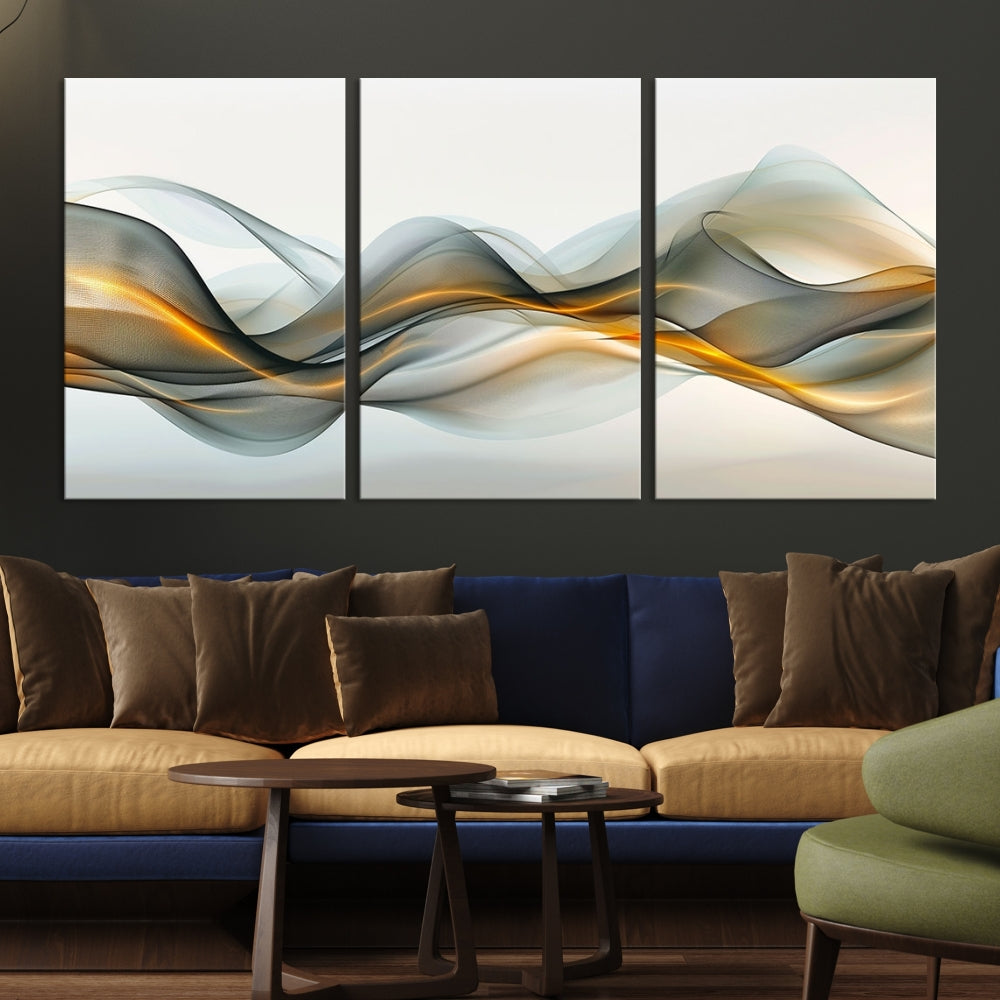 Luminous Abstract Smoke Circles Large Canvas Print Framed Wall Art for Home Decor