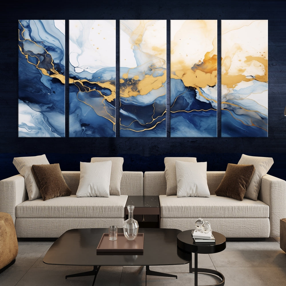 Abstract Fluid Art Print Modern Canvas Wall Decor Set of Framed