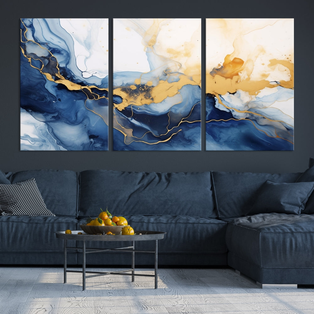 Abstract Fluid Art Print Modern Canvas Wall Decor Set of Framed