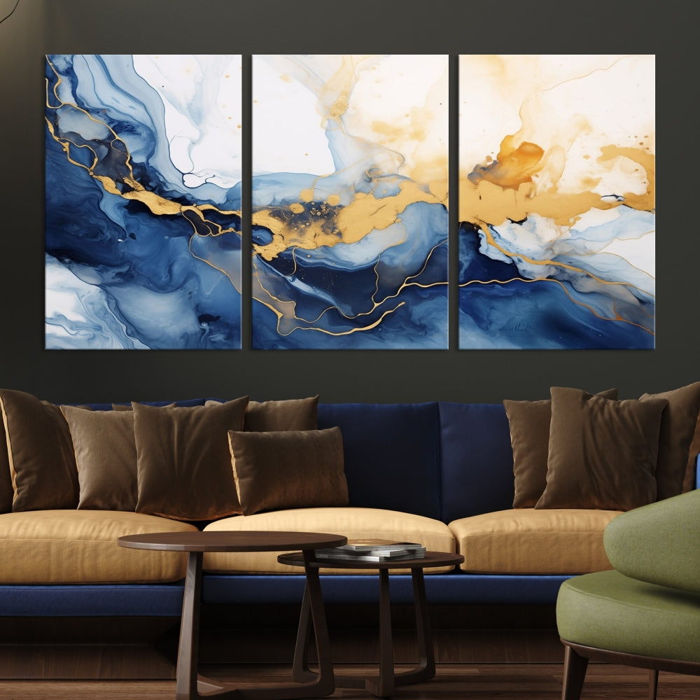 Abstract Fluid Art Print Modern Canvas Wall Decor Set of Framed